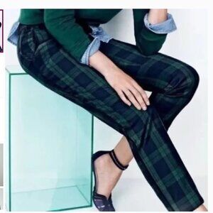 NEW J. Crew Martie black watch slim crop stretch wool blend plaid pants preppy